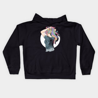 egirl aesthetic anime e-girl aesthetic dark goth Kids Hoodie